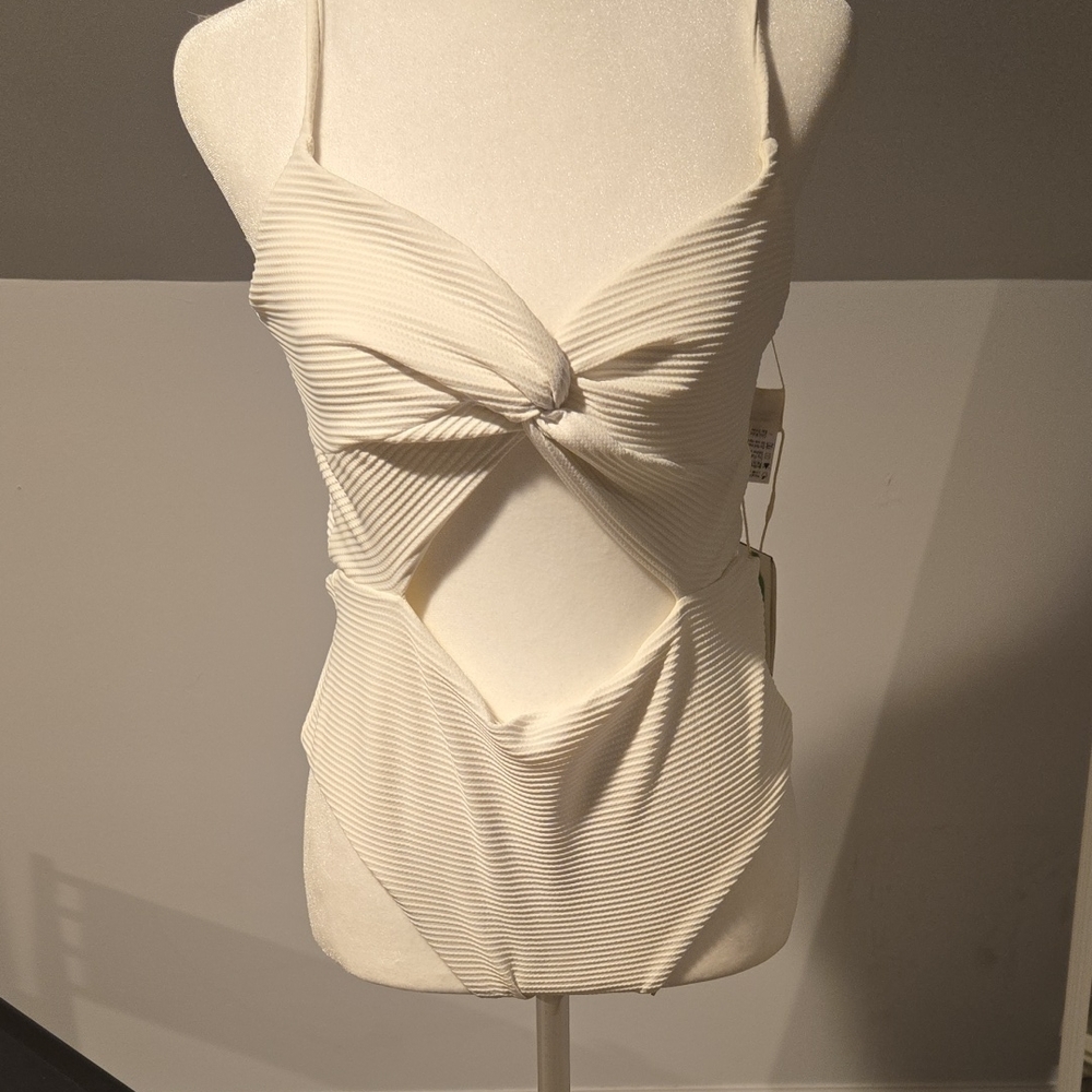 L*Space Cream Ribbed Swimsuit